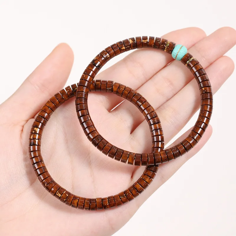 Purple Gold Rat Micro-Flower Leather Bead , Attracts Wealth, Single-Strand Bracelet Men, Buddhist Prayer Beads, Whol