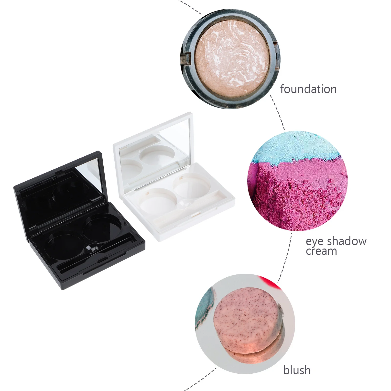 8 個のアイシャドウケース長方形ダムブラック 2 ラウンドコンパクトメイクアップオーガナイザー空のメイクアップ収納容器アイシャドウケース