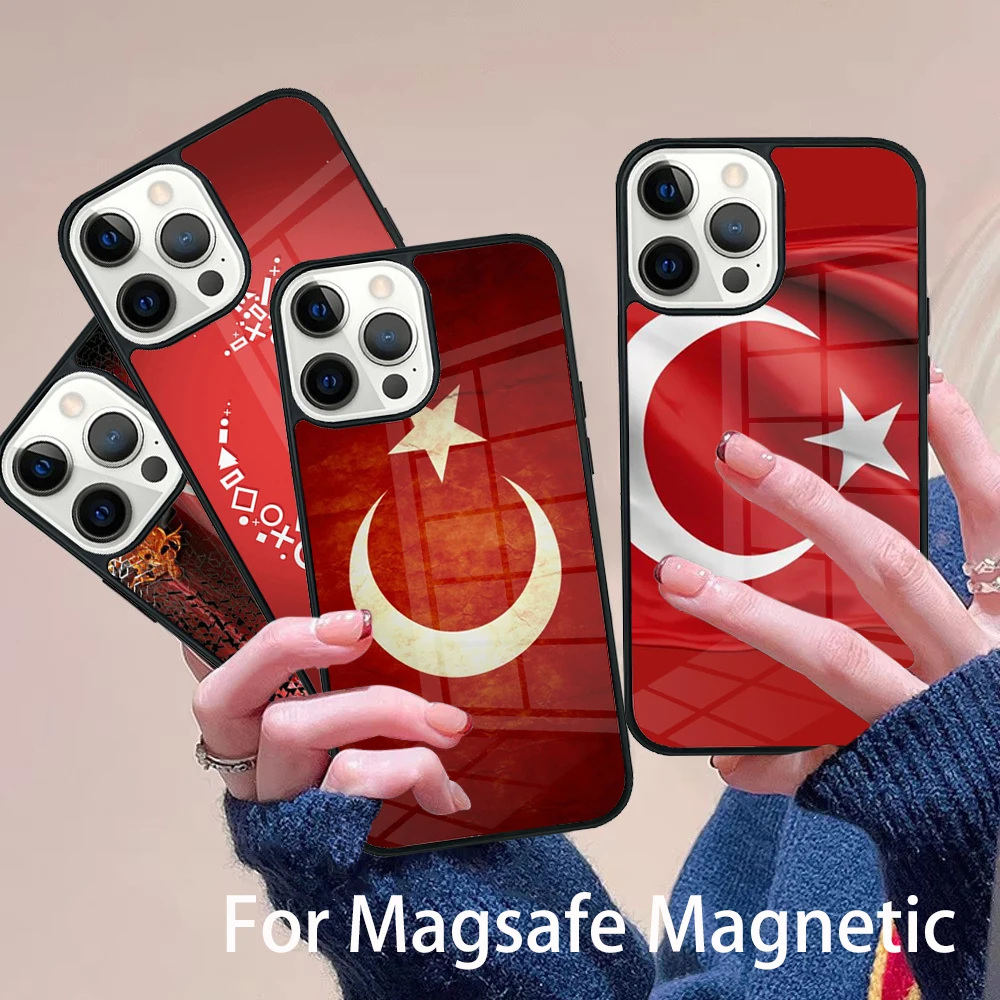 

I Love Turkey Turkish Flag Phone Case Magesafe Magnetic Wireless Charge Cover For IPhone 16 11 12 13 14 15 Pro Max Plus Mini