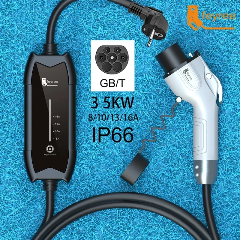 Foyree EV cargador portátil Type2 / GB/T enchufe 16A monofásico 3.5KW Type1 3,5 m estación de carga Wallbox para vehículo eléctrico