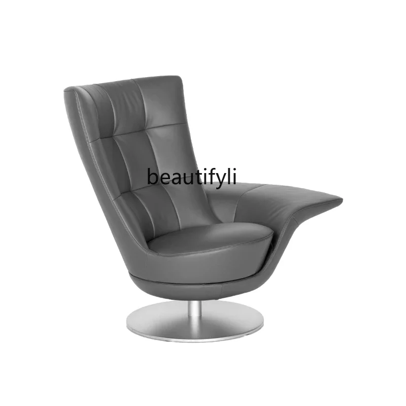 Italian light luxury modern designer leather soft bag creative rotating armrest villa high-end leisure chair