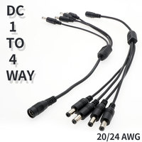 DC power 5.5 x 2.1 *2.5mm Cable 1 female to 2 3 4 5 6 male way in 1 Y Splitter connector plug CCTV cord LED camera Supply cord