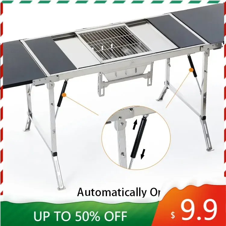 IGT Folding Table 304 Stainless Steel IGT Series Set Portable Outdoor Vacation Party Camping Picnic BBQ Table Set Wild Journey