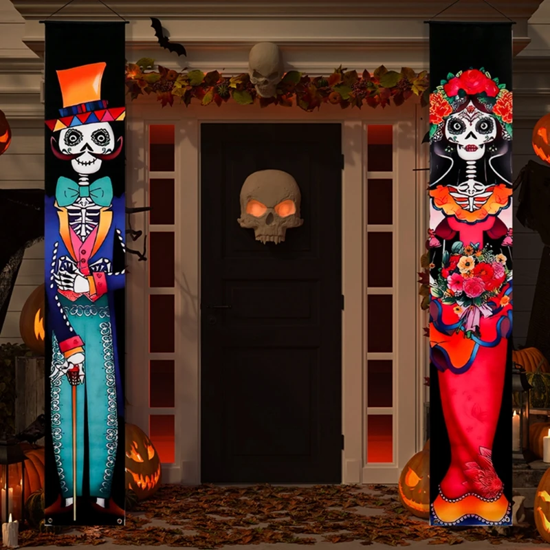 Decorazione di Halloween tenda per porta appesa Banner messicano Day Of The Dead Party portico Sign Picado Papel Mexican Fiesta Sign Party