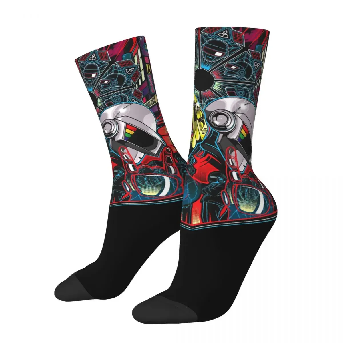 Hip Hop Vintage Rock Crazy Men's Socks Daft Punk Electronic Production Band Unisex Harajuku Printed Happy Crew Sock Boys Gift