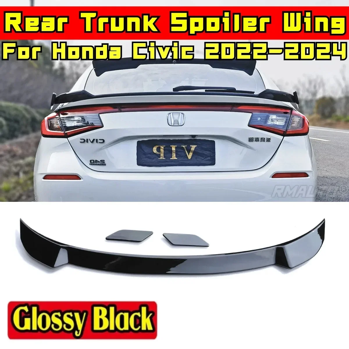 For Honda Civic Hatchback 2022 2023 2024 11th Generation Rear Wing Body Kit ABS Plastic Car Rear Trunk Spoiler Car Accessories