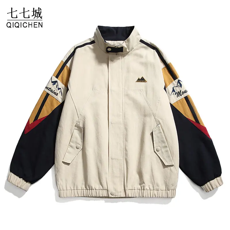 

High Quality Baseball Jacket Men Women Harajuku Stand Collar Colorful Patchwork Varsity Jackets Casual Oversize Coat Unisex Fall