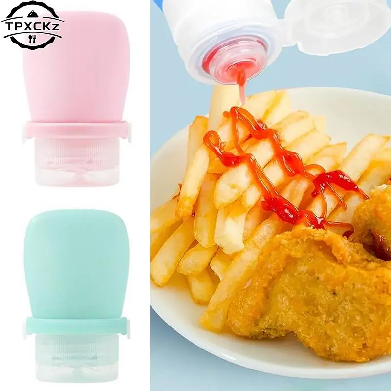 30ml Condiment Squeeze Bottle Silicone Salad Dressing Container Tomato Sauce Seasoning Squeeze Bottles Cans Kitchen Accessories