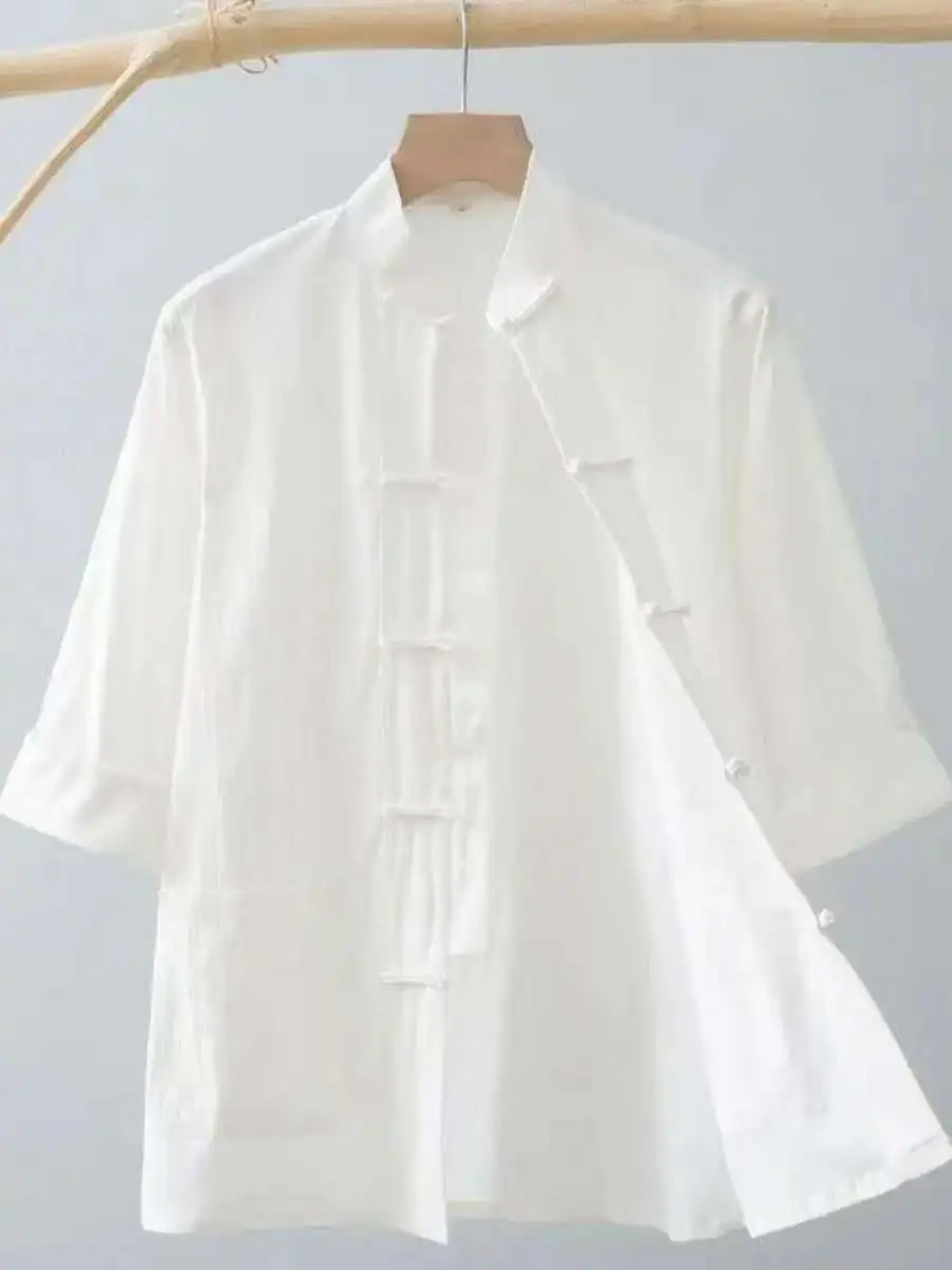 

New Summer Cotton Linen Loose ort Sve irt Men's Pure Color Seven Sve irt Large Size Casual Thin Cotton Linen Top