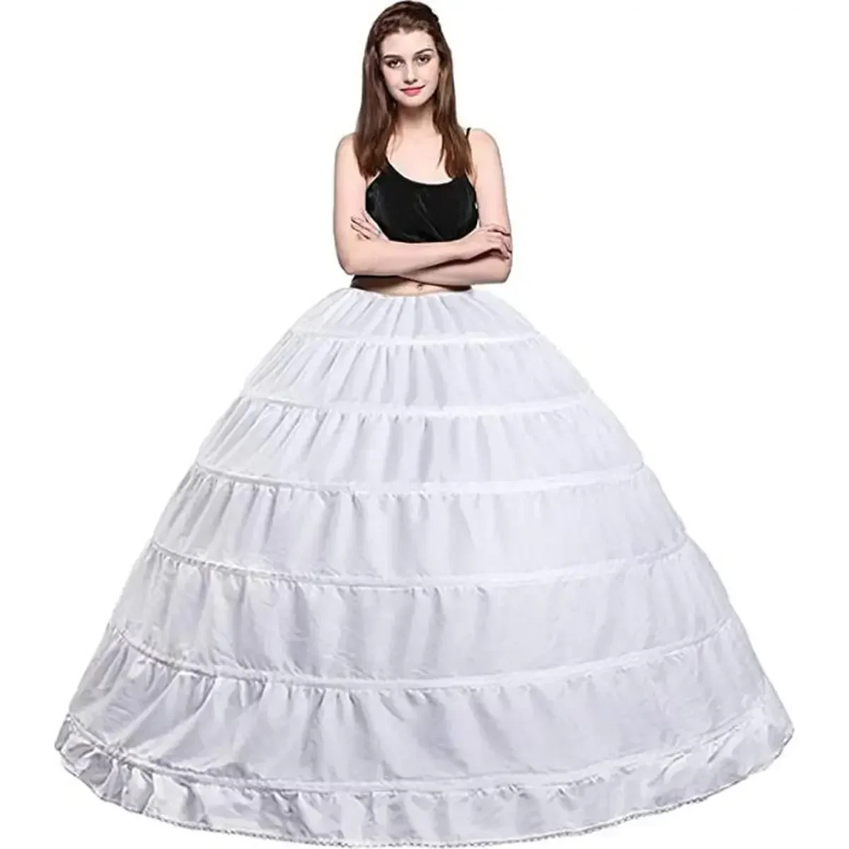 السيدات 6-Tier حورية البحر الأبيض اكسسوارات الزفاف ثوب نسائي مساء حفلة موسيقية فستان 2024