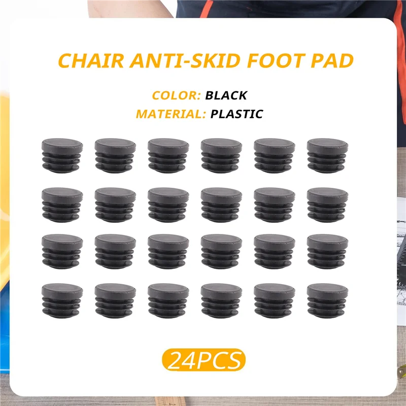 24Pack Chair Table Legs Plug 22Mm Diameter Round Plastic Cover Thread Inserted Tube To Protect The Floor And Bumps