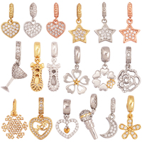 Fashion Heart Flower Star Moon Cup Voice Tube 18K Gold Charm,Bracelet Earring Attachment Jewelry Components Findings Supply Q13