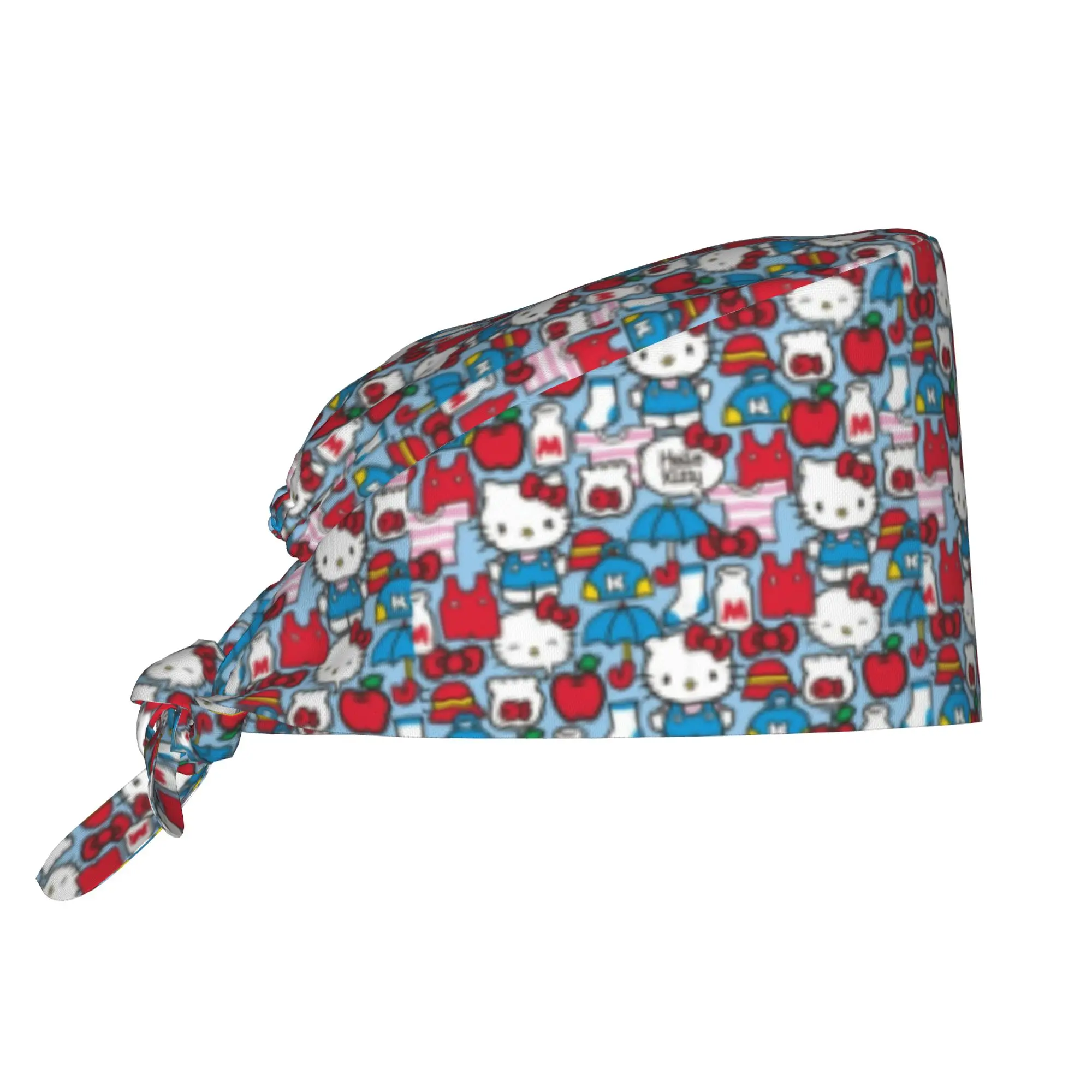 Custom  Cat-Cartoon Cleaning Working Cap Cool Unisex Anime Cartoon Scrub Cap Surgicals Hat Nurse Scrubs Hat Nurse