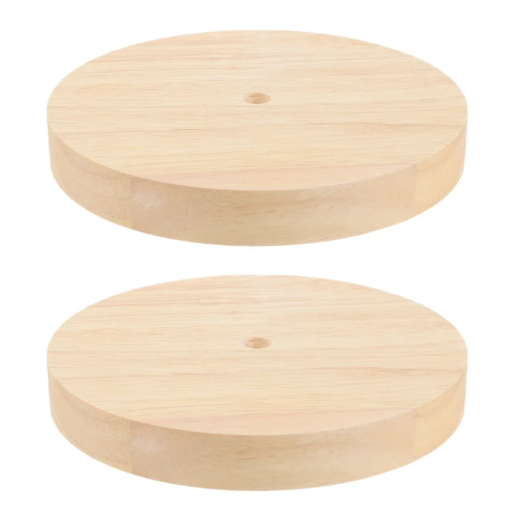 2pcs Wooden Table Lamp Solid Wood Round Led Display Holder Smooth Edges Diy Lamp Base For Home Office Night Light Decor Wood