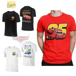 Men T-Shirt Lightning McQueen Go 95 Funny 100% Cotton Tee Shirt Short Sleeve Cars T Shirt Crewneck Clothes Gift Idea