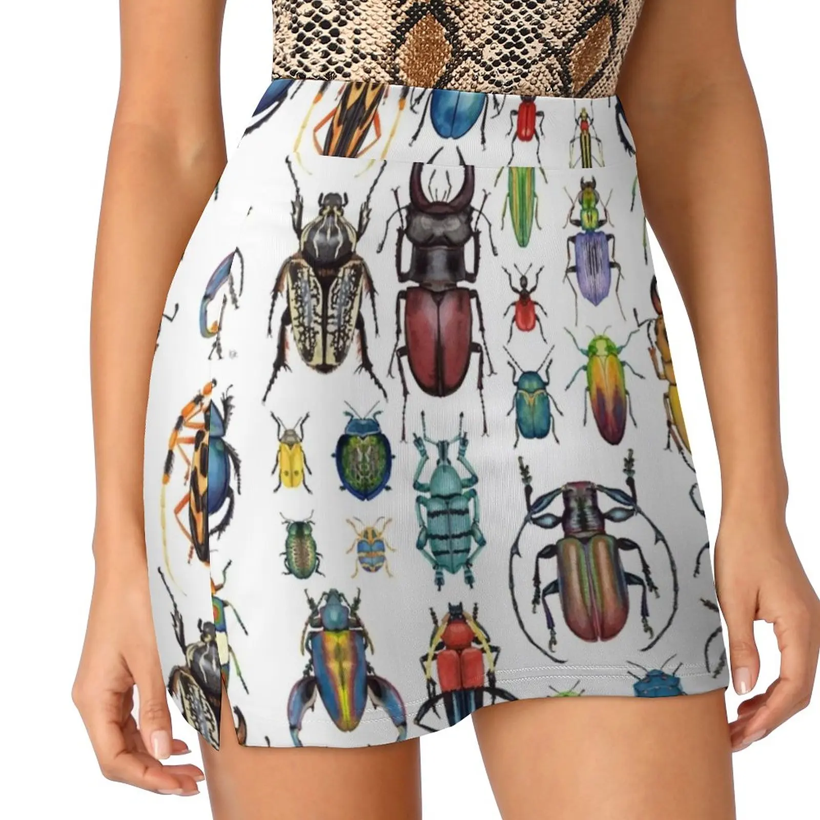 Beetle Collection Women's skirt With Hide Pocket Tennis Skirt Golf Skirts Badminton Skirts Running skirts Bugs Beetles Beetle