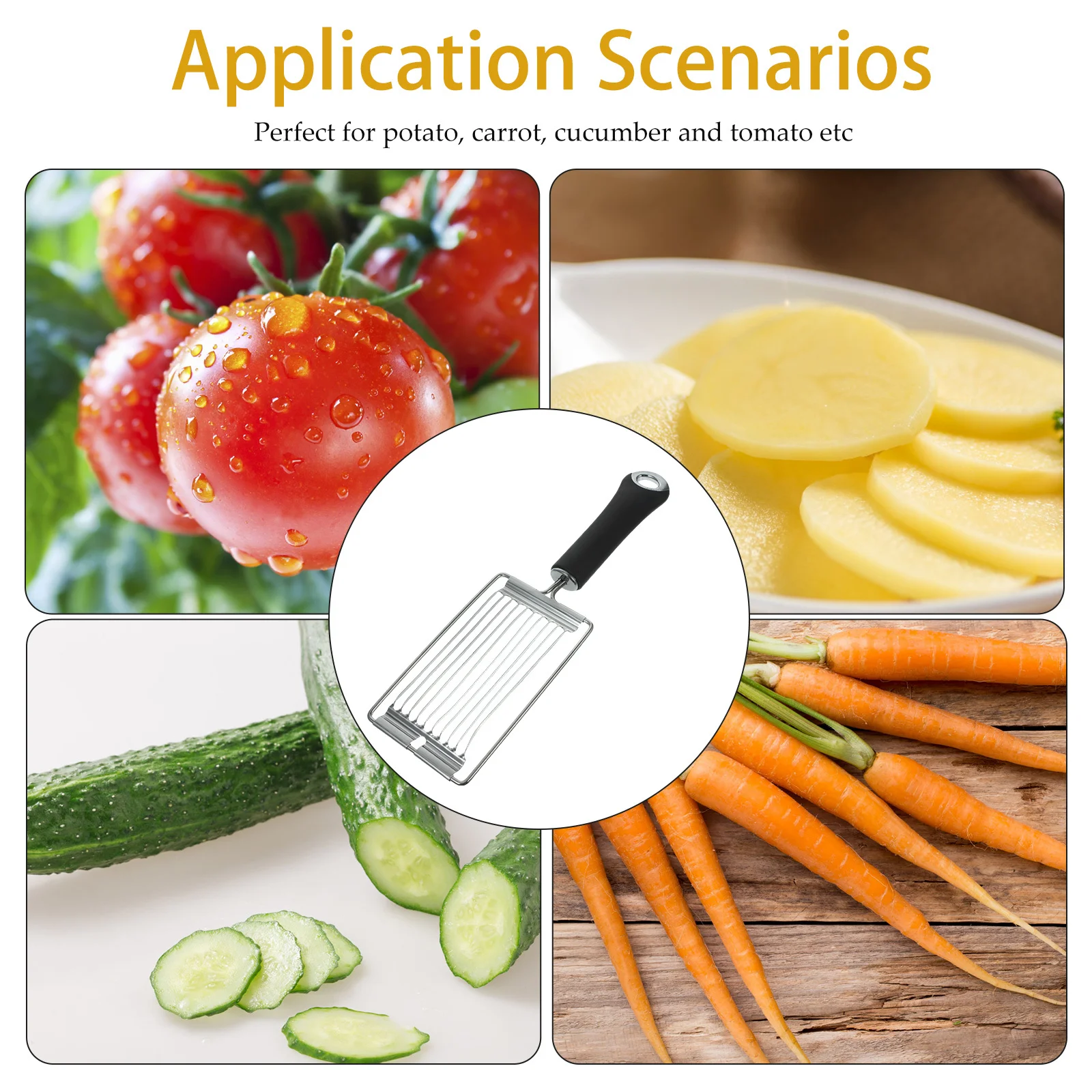 

Stainless Steel Slicer For Vegetables Multifunctional Potato Tomato Egg Cutter Kitchen Tool Vegetable Slicers Easy Clean