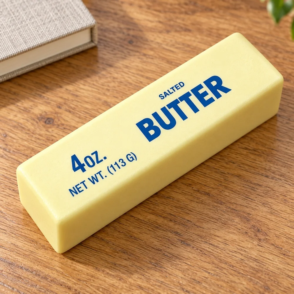 Butter Stick Squishy Toy Soft Yellow PU Foam Slow Rising Rectangular Squeeze Fidget Fun Novelty Desk Gift for Teens and Adults