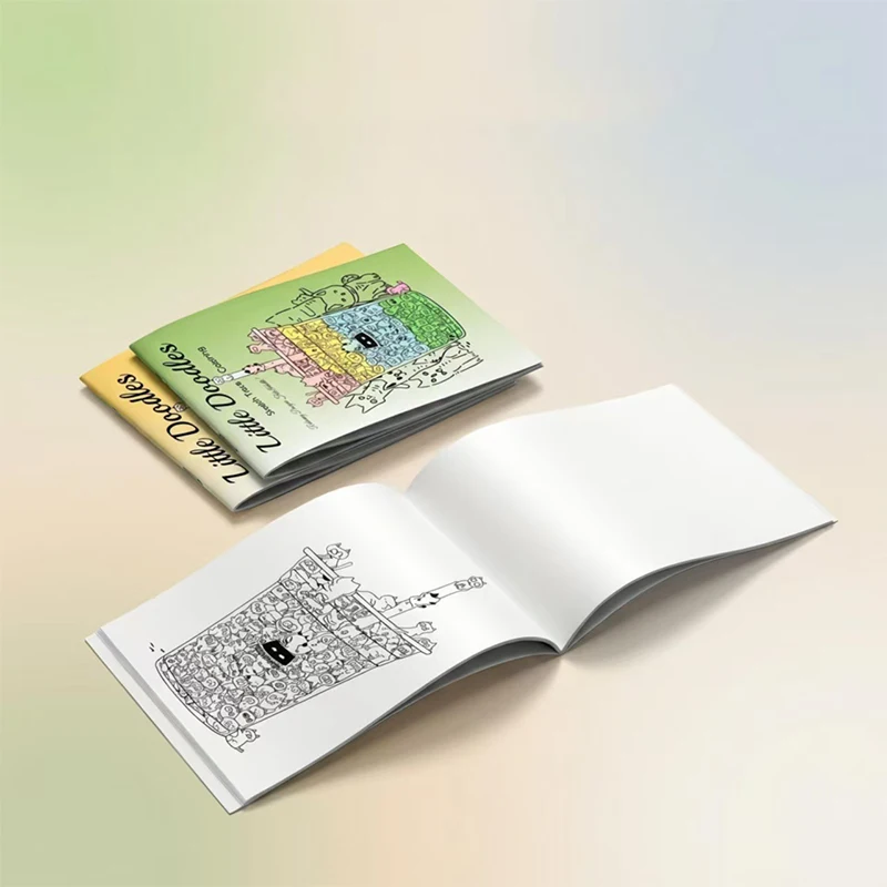 Carnet de croquis A5 portable pour le bureau et les loisirs, avec motifs de lignes, de dessins animés mignons et de traçages simples, pour la pratique du dessin