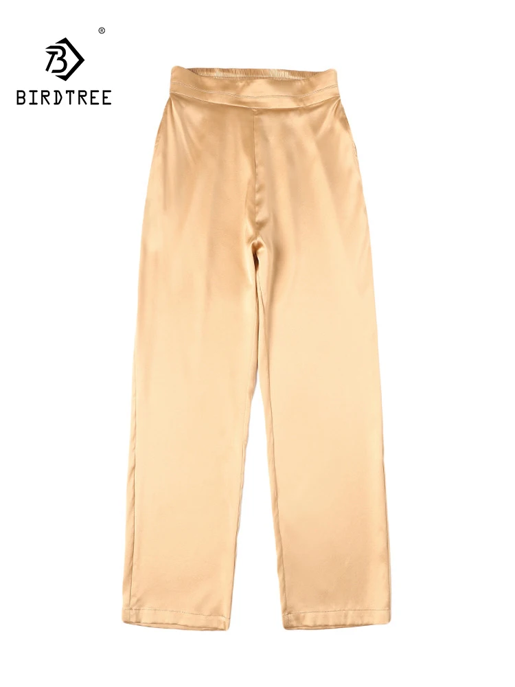 

BirdTree, 19MM 95%Silk Thin Harem Pants, Women High Waist Solid, Retro Casual Loose Office Lady Trouser, 2024 Summer B45093QC