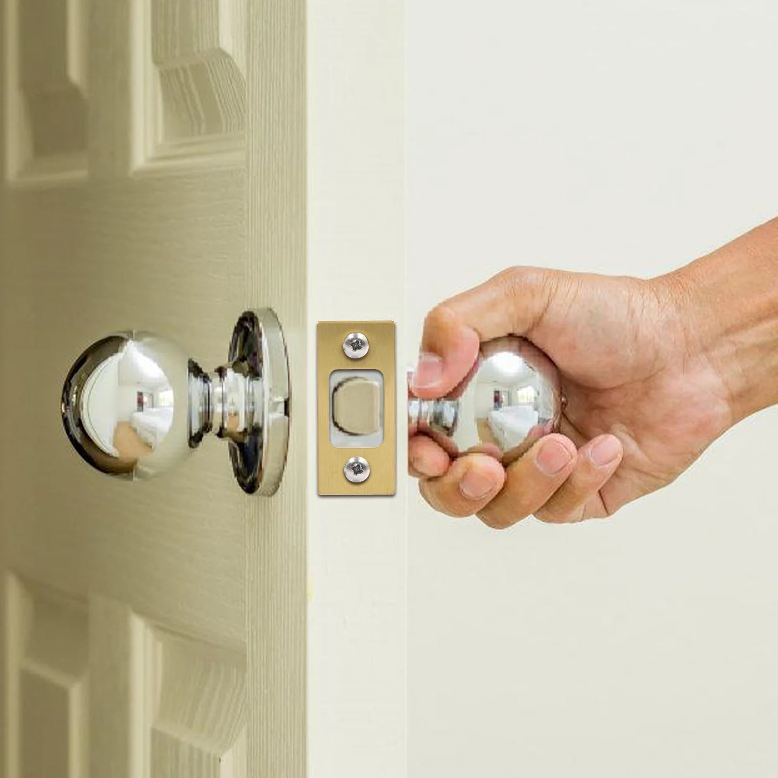 Chiusura con linguetta Fibbia Fermo per porta Piastra di attacco Catenaccio Chiusura in acciaio inossidabile Puntone di sicurezza nero Catenaccio di sicurezza Cattura serratura della porta