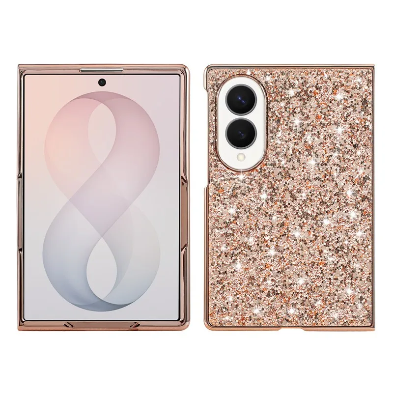 Bling Sequin Plating Phone Case For Samsung Galaxy Z Fold 8 Fold 7 Fold 6 5 4 3 Fold8 Ultra Glitter Luxury Thin Protective Cover