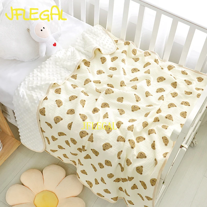 

JFLEGAL Cartoon Cute Children Simple Gauze Peas Blanket 2025 New Blanket Baby Soothing Supplies Smal Quilt Swaddling Clothes