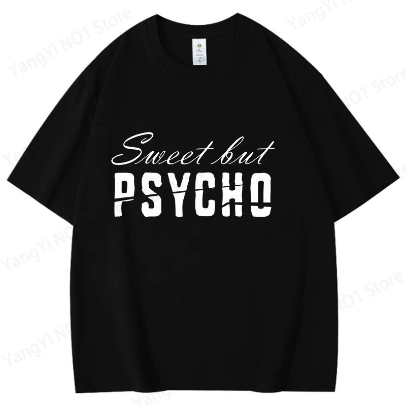 Funny Sweet but Psycho Letter Printing T Shirt Men/Women Tops Tees Summer Cool Loose Short Sleeve Boy Girl Comfortable Cotto Tee