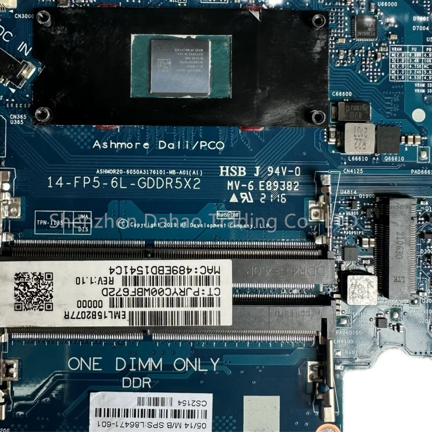 Laptop Motherboard para HP 14-DP TPN-I135, 6050U, R3-3250 CPU, L86471-001, L86471-601, DDR4, FuiY Testado