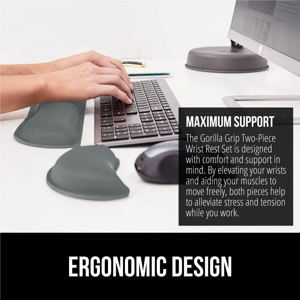 Apoio de pulso de espuma de memória de gel sedoso GRIP para teclado de computador, mouse, design ergonômico para digitação, alívio da dor, suporte de almofadas de mesa H