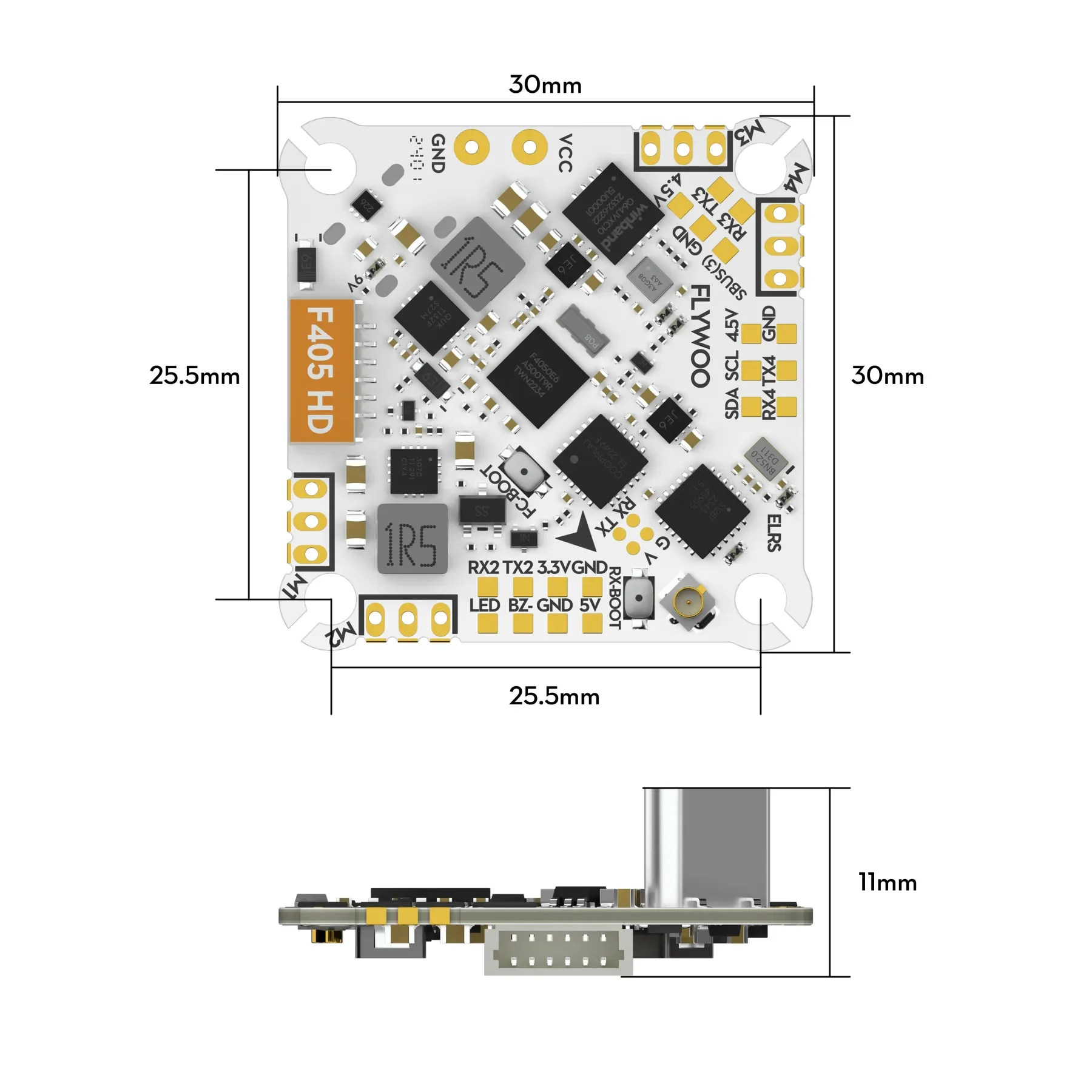 Flywoo Flylens 75/85 GOKU F405 HD AIO V2 Flight Controller 1‑2S 12A Serial ELRS 9V BEC BMI270 For Tiny Whoop FPV Drone
