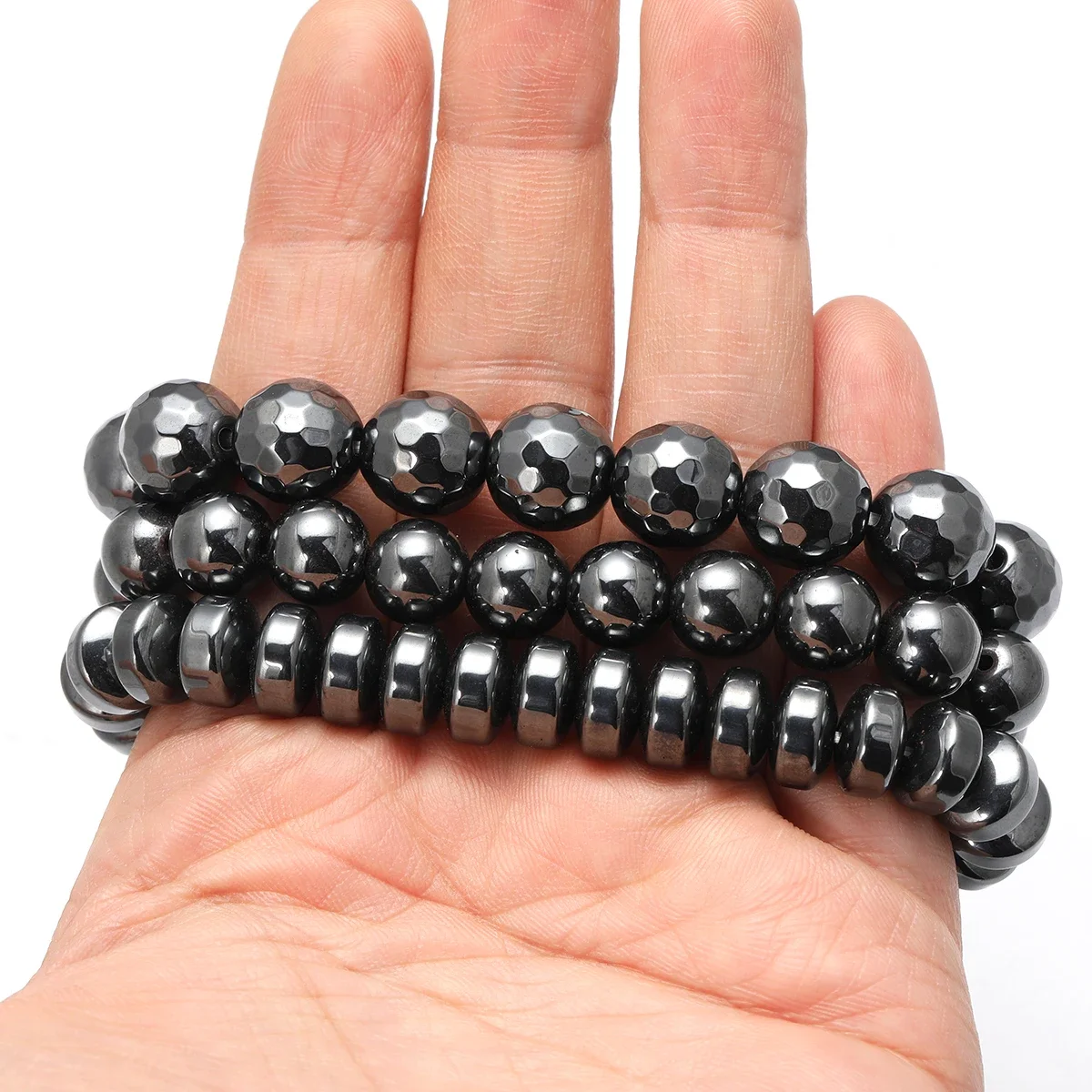 Men's Classic Bracelet Hematite Energy Beads Elastic Therapy Health Care Weight Loss Bracelet Men's Jewelry Gifts