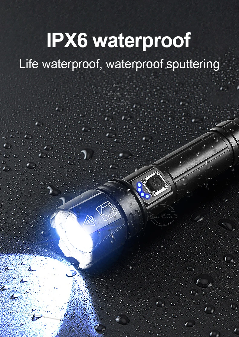 Lampe Torche LED Tactique Ultra Puissante – Rechargeable USB, 350000000 Lumens (annonce) – Noire