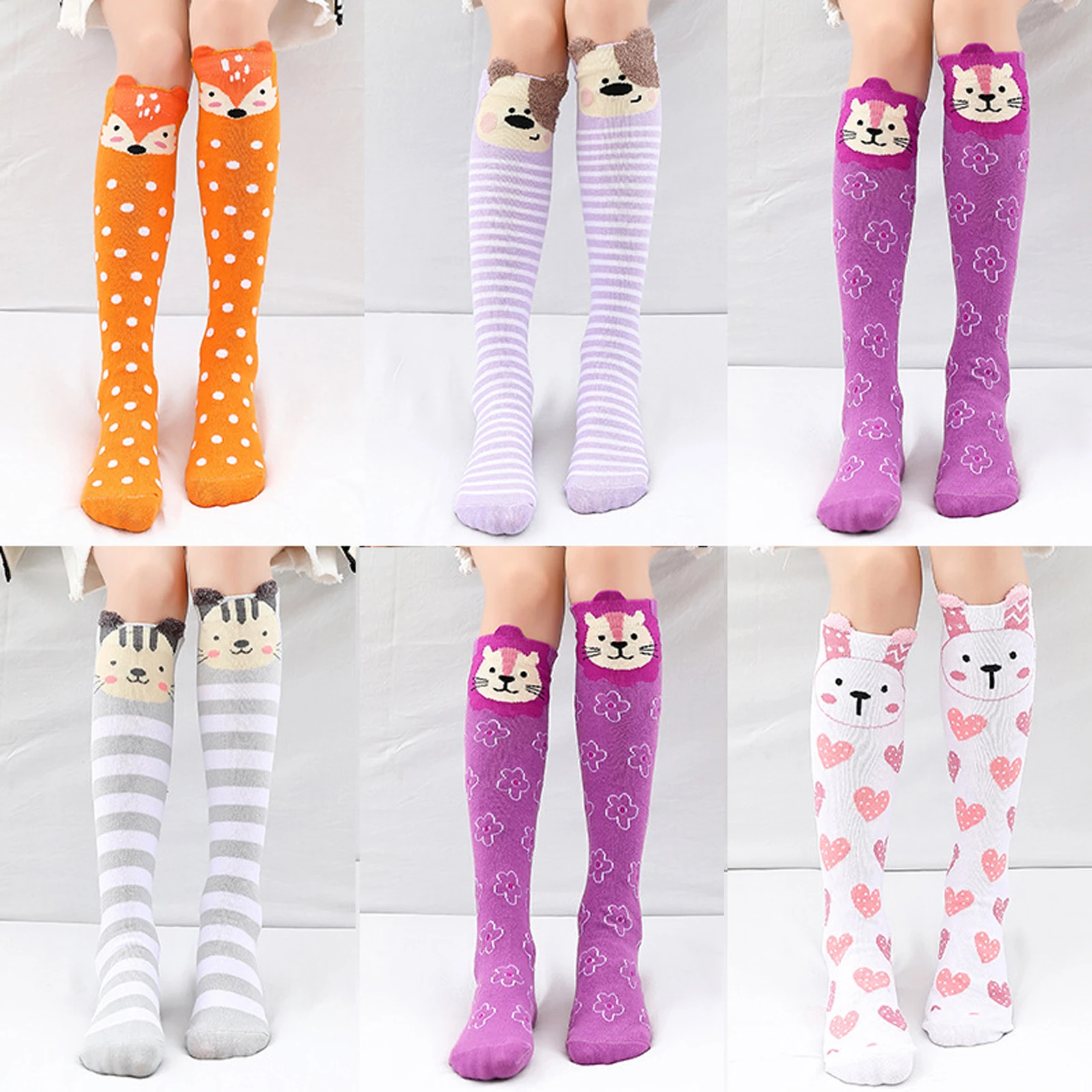 

Children Girls Cute Cartoon Pattern Socks Cotton Baby Girls Socks Soft Long Socks Fashion Elastic Comfor Knee High Socks
