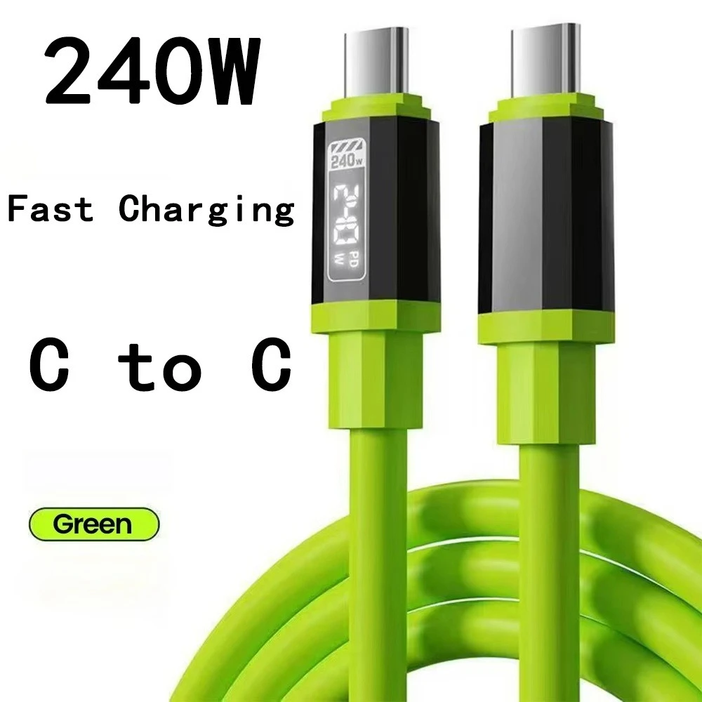 240W USB Type C To Type C Super Fast Charging Cable High Power Charger Data Cord 6A USB C Adapter Wire for Xiaomi iPhone Samsung