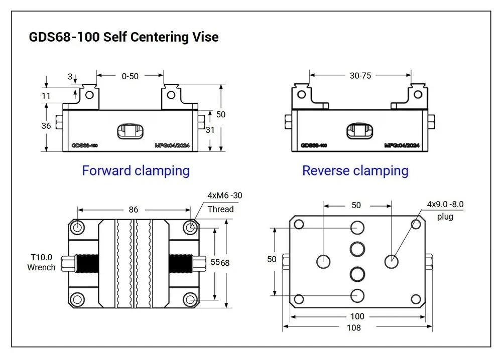 2026 SELL GDS68-80-3 Manual Drive 3pcs Multi Station Vise Round Modular Precision Self-Centering Clamping Vice