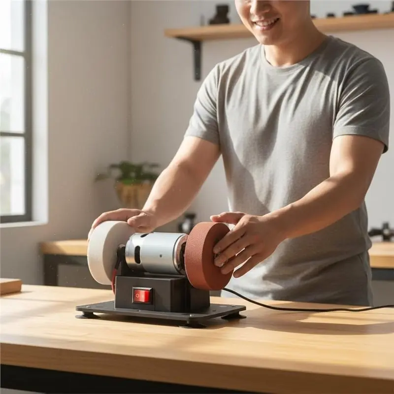 AB46-Multi-Function Electric Polishing Grinder Mini Bench Grinder For Home Repair For Workshop, Compact Size US Plug