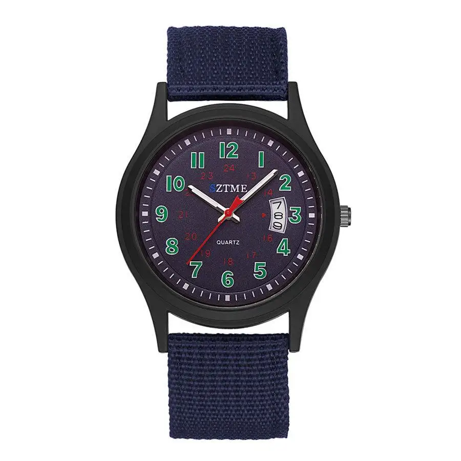 Montre à quartz explosive transfrontalière pour homme, bracelet en toile tissée, montre d'affaires, pointeur lumineux avec calendrier, mode