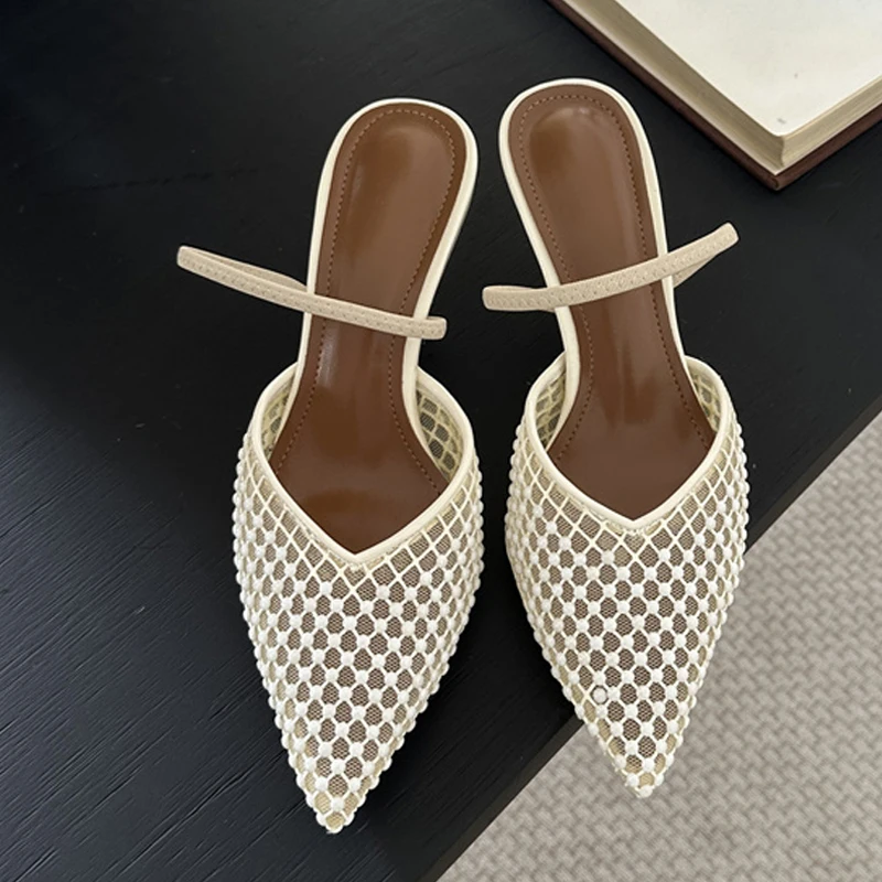 

Liyke Брендовые дизайнерские сандалии из сетки с бусинами, женские туфли-лодочки, элегантные туфли на высоком каблуке с острым носком, свадебные банкетные туфли, размер 43