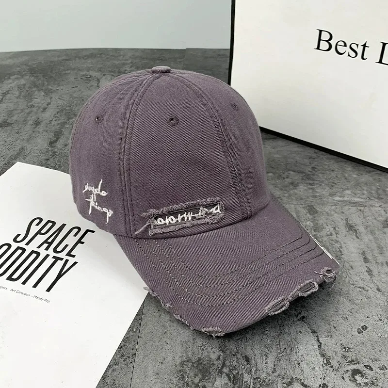 Vintage Washed Baseball Cap für große Kinder, modische Sonnenmütze mit Buchstabenstickerei für Frühling und Sommer, Streetwear-Hüte für Herren. – Detail 4