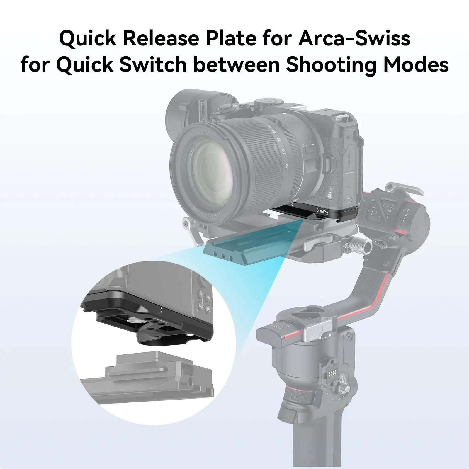 SmallRig Z 30 Baseplate for Nikon Z 30 Camera with Built-in Cold Shoe Mount and Quick Release Plate for Arca-Swiss -3857