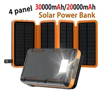 30000mAh/20000mAh Solar Power Bank Flip Panel Charger USB 5V DC dual charging solar/Type-C portable for camping && mobile device