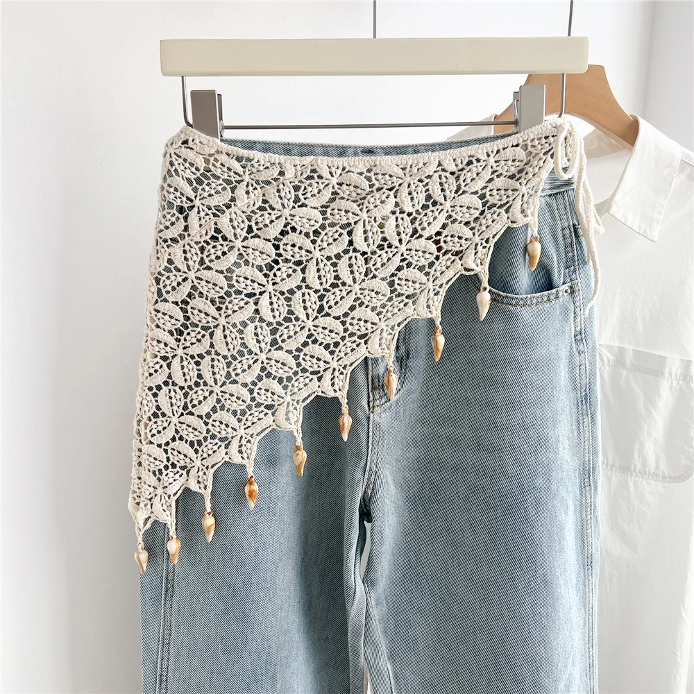 

Large triangle scarf waist wrap diaper cover women's layered waist belt skirt panel sweet two-way headscarf accessory