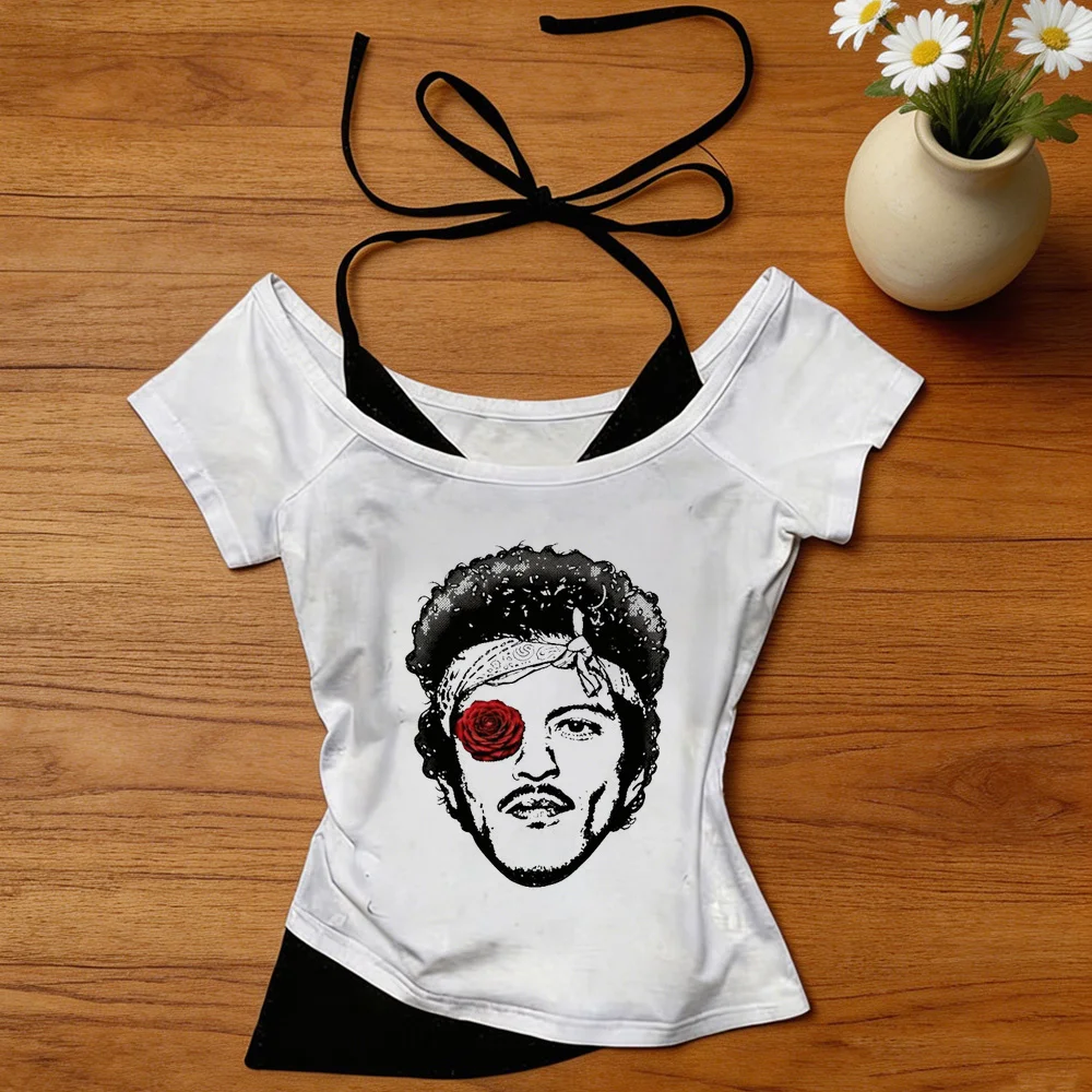 Bruno Mars crop top teen japanese 2000s gothic t shirt dollette cutecore kawaii alternative  baddie