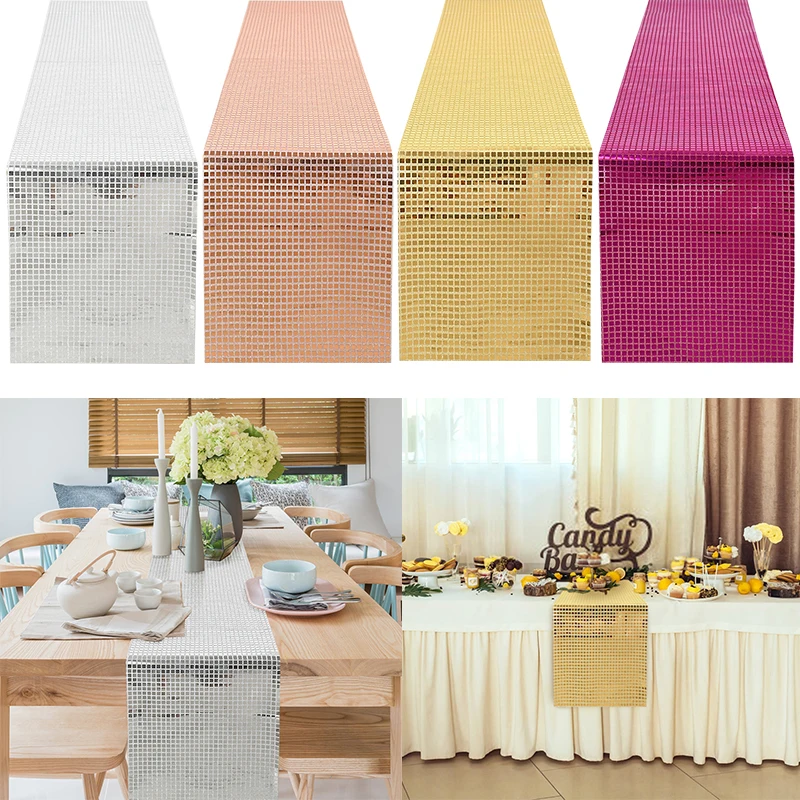 

30x180cm Gold Sequin Table Runner Wedding Banquet Party Table Decoration Baby Shower Supplies Table Cover Runner Tablecloth