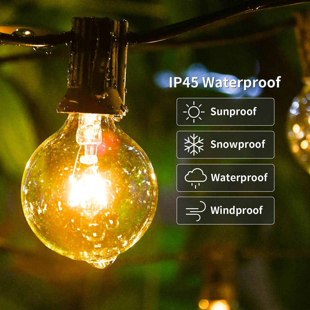 G40 거리 갈 랜드 빛 휴일 조명 전구 크리스마스 장식 갈 랜드 야외 정원 장식 웨딩 페어리 빛