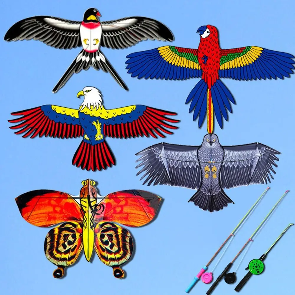 Eagle Kite and Rod Kite Line Large Eagle Flying Bird aquiloni regalo per bambini Cartoon Kite viaggi in famiglia giardino Sport all'aria aperta giocattolo fai da te