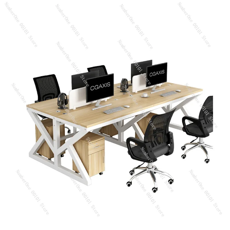 

Desk Four-Seat Simple Modern Staff Computer Desk Employee Card-Seat Office Table and Chair Combination Furniture