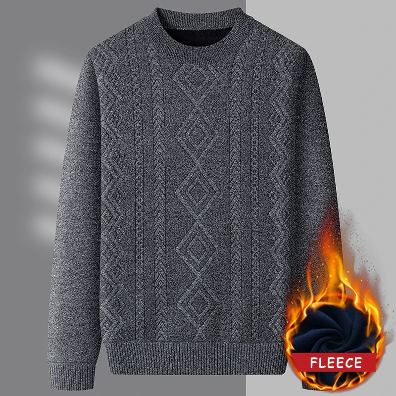 

Mens Mock Neck Sweater Winter Solid Color Mens Fleece Lined Jumper Autumn Winter Warm Knitwear Male Solid Color Pullovers