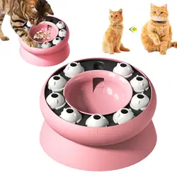 Cat Slow Feeder, Raised Cat Dog Food Bowls with Stand,Cat Puzzles Feeder Rotating Slow Feeder,Non-Slip Food Bowls Slow Eating